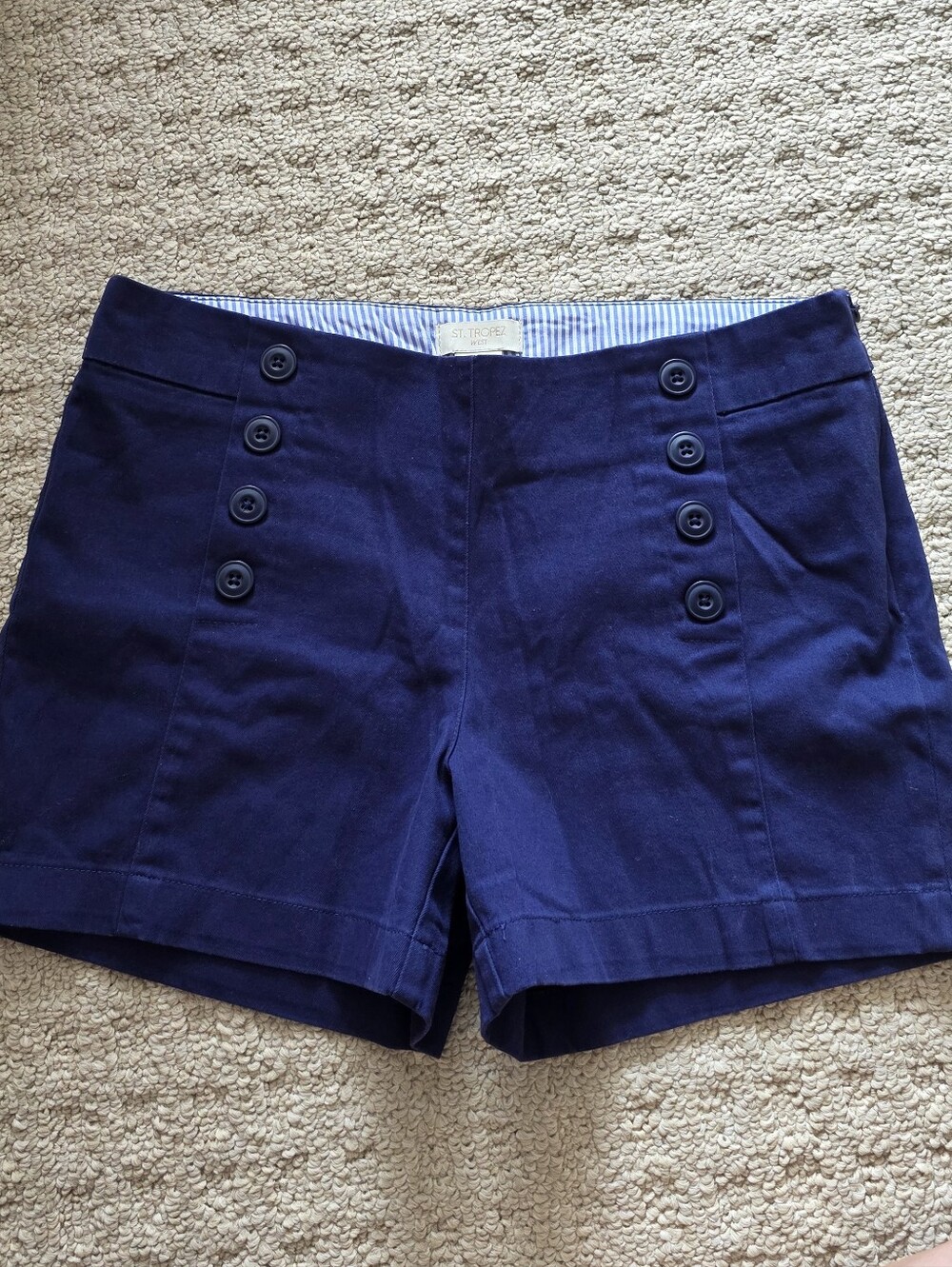 St. Tropez West Navy Blue Nautical Sailor Shorts - Double Button Detail, Size 2